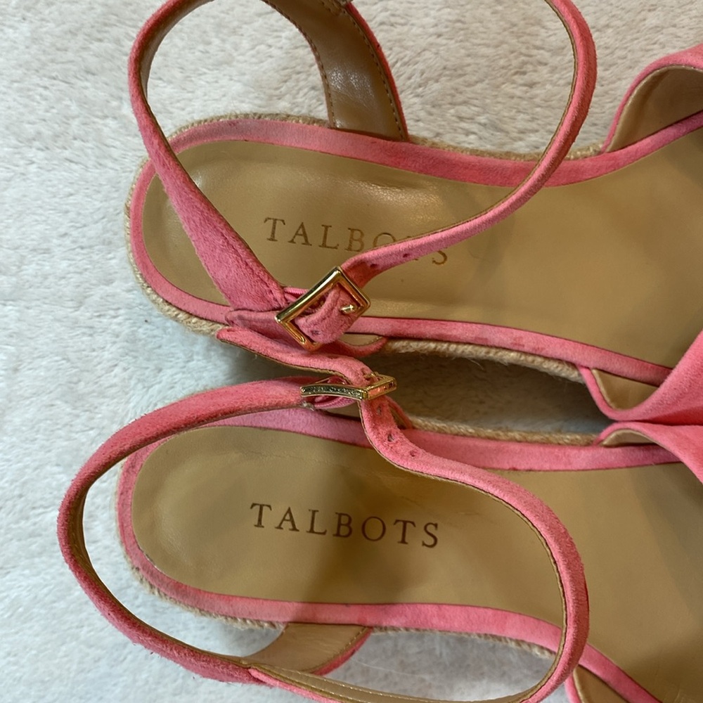 Talbots pink suede knot espadrille Pamela low heel ankle strap sandals Sz 6.5 - Picture 11 of 16